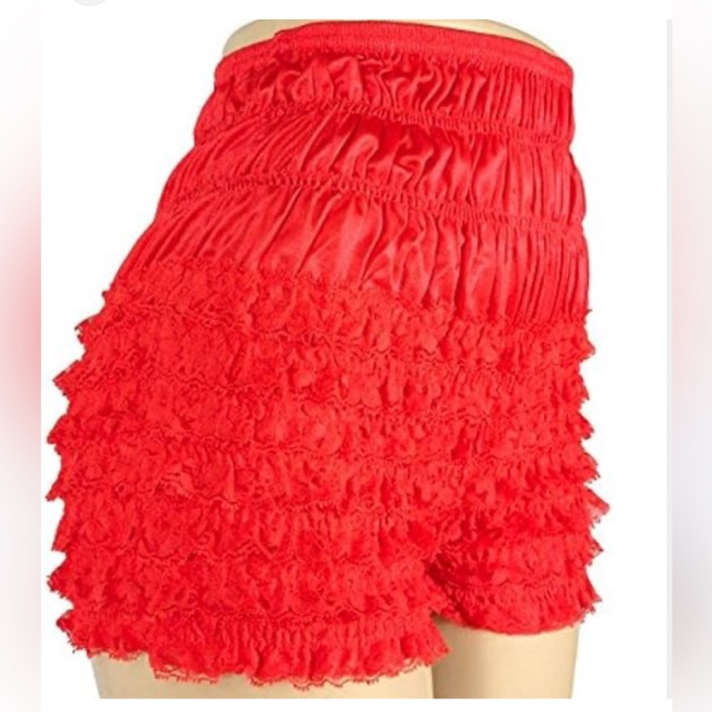 Malco Modes Vintage Women’s Large Red Pettipants Ruffle Lace Bloomers Shorts